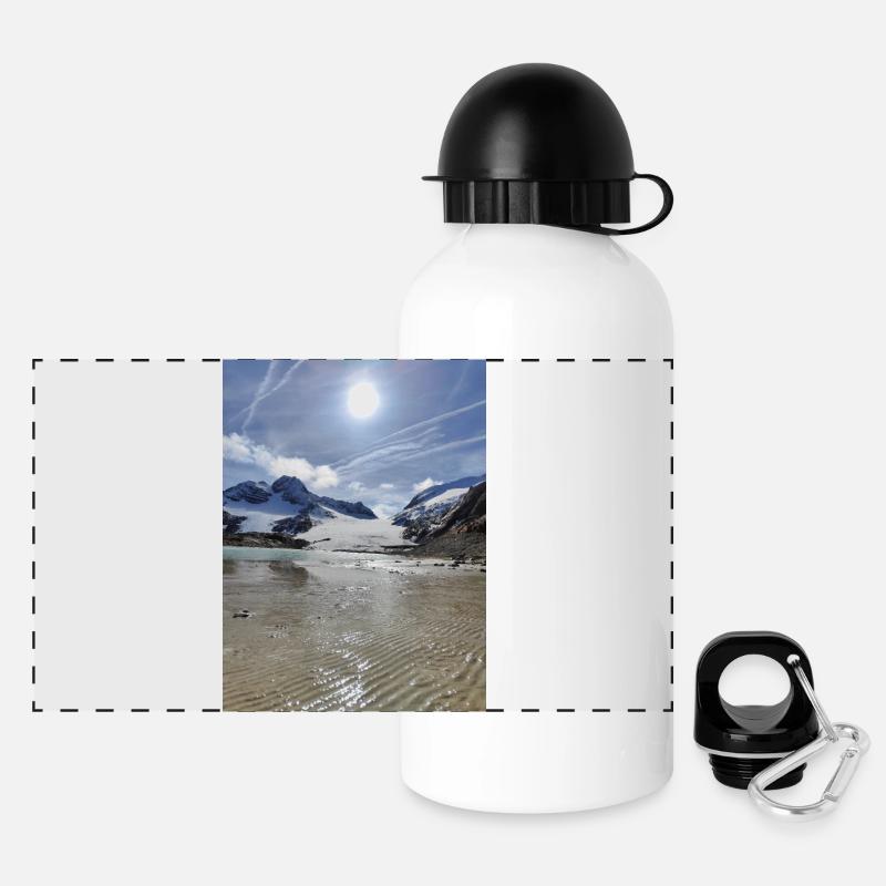Gletscher und See - Panorama Trinkflasche mit Deckel 500 ml - Weiß