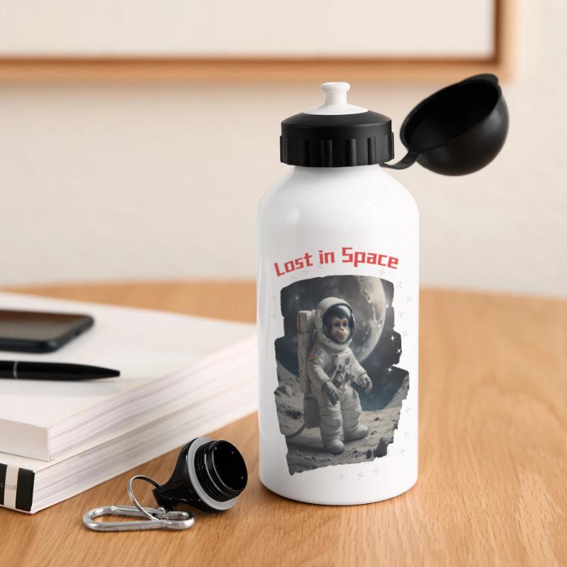 Perdu dans l’espace - Monkey en tant qu’astronaute Gourde panoramique avec couvercle 500 ml