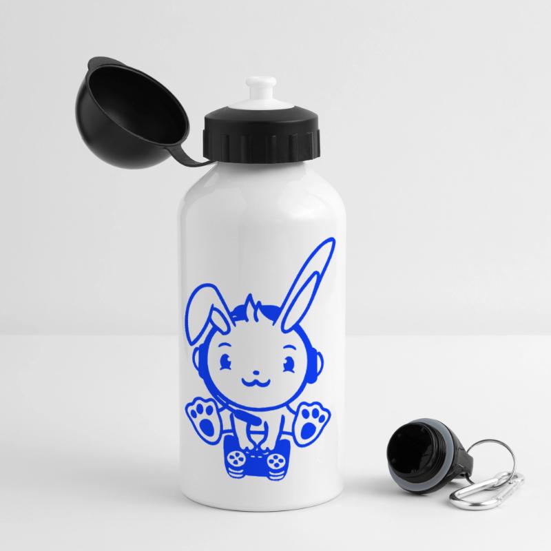 Bunny Playing Controller Console Headset Gamer Nerd Panoramic Thermal Bottle with Lid 500 ml