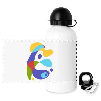 vintage abstract creature - Panoramic Thermal Bottle with Lid 500 ml - white - Front