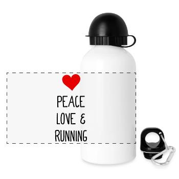 Paix, amour et course à pied - Jogging - Laufen - Gourde panoramique avec couvercle 500 ml - blanc - Devant