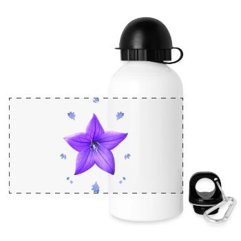 Campanule violet motif floral fleur bleue - Gourde panoramique avec couvercle 500 ml - blanc - Devant