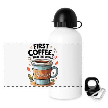 Coffee mug with quote and nature motifs - Panoramic Thermal Bottle with Lid 500 ml - white - Front