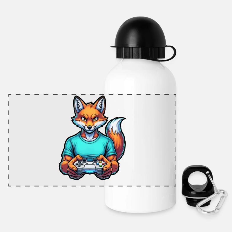 Fox gaming : Votre copain joueur d’animaux ! - Gourde panoramique avec couvercle 500 ml - blanc