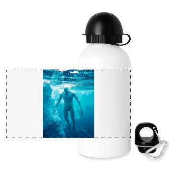 Ningen, modern Antarctic humanoid sea cryptid lege - Panoramic Thermal Bottle with Lid 500 ml - white - Front