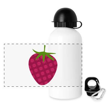 Erdbeere Muster süß Obst Frucht Kinder Bio - Panorama Trinkflasche mit Deckel 500 ml - Weiß - Vorne