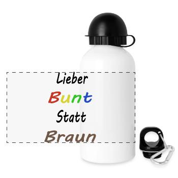 Liber Bunt statt Braun - Panorama Trinkflasche mit Deckel 500 ml - Weiß - Vorne