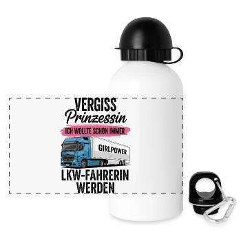 LKW-Fahrerin: Vergiss Prinzessin - Panorama Trinkflasche mit Deckel 500 ml - Weiß - Vorne