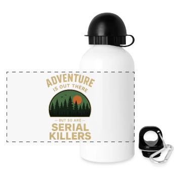 L’aventure est là, mais les tueurs en série aussi - Gourde panoramique avec couvercle 500 ml - blanc - Devant