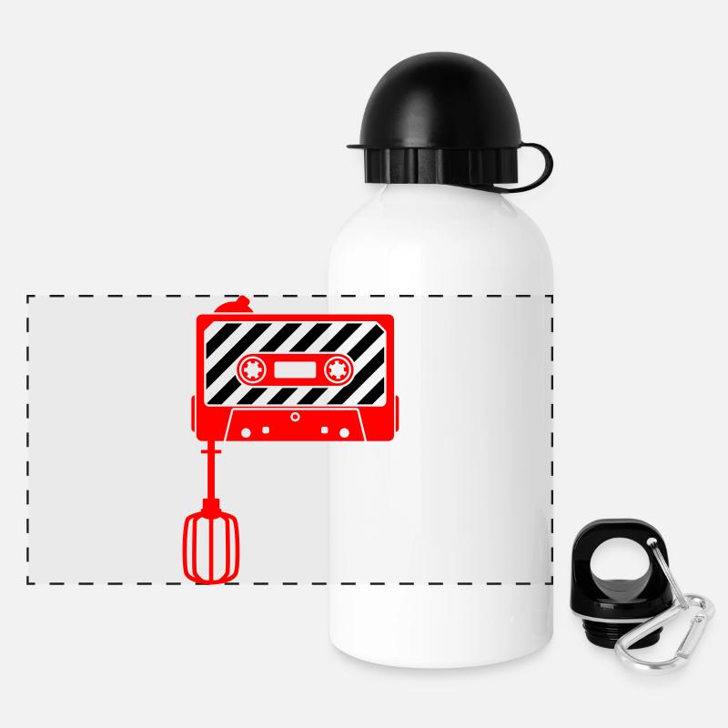 Mixtape vs. Mixer – Retro Music Cult Design - Panoramic Thermal Bottle with Lid 500 ml - white