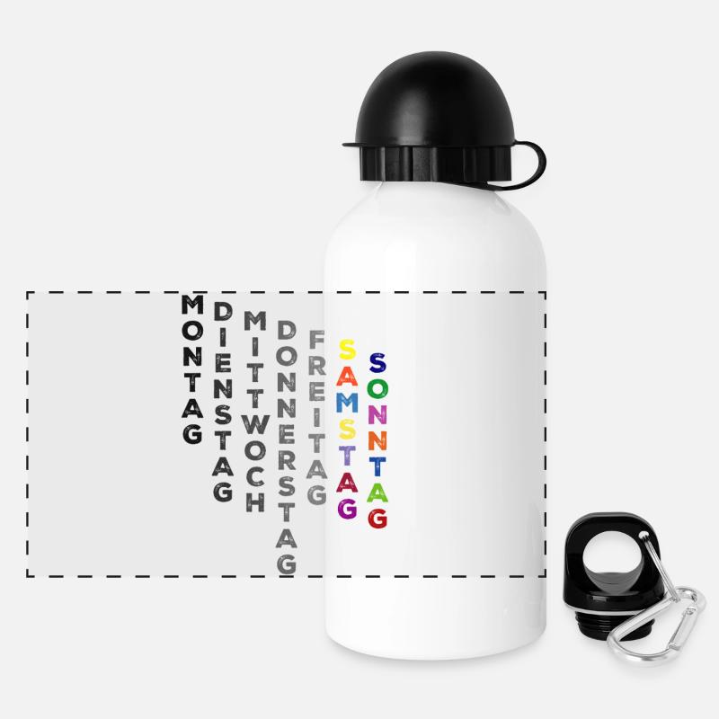 Die Woche , Samstag und Sonntag - bunt  - Panorama Trinkflasche mit Deckel 500 ml - Weiß