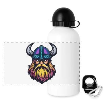 Wikinger Helm - Panorama Trinkflasche mit Deckel 500 ml - Weiß - Vorne