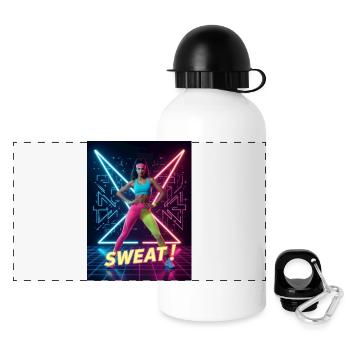 Sweat! Neon Aerobics – Electric Eighties Fitness - Panoramic Thermal Bottle with Lid 500 ml - white - Front