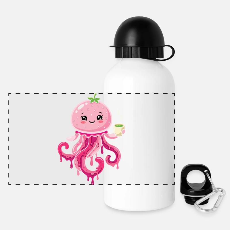 Méduse matcha de Kawaii mignonne - Gourde panoramique avec couvercle 500 ml - blanc