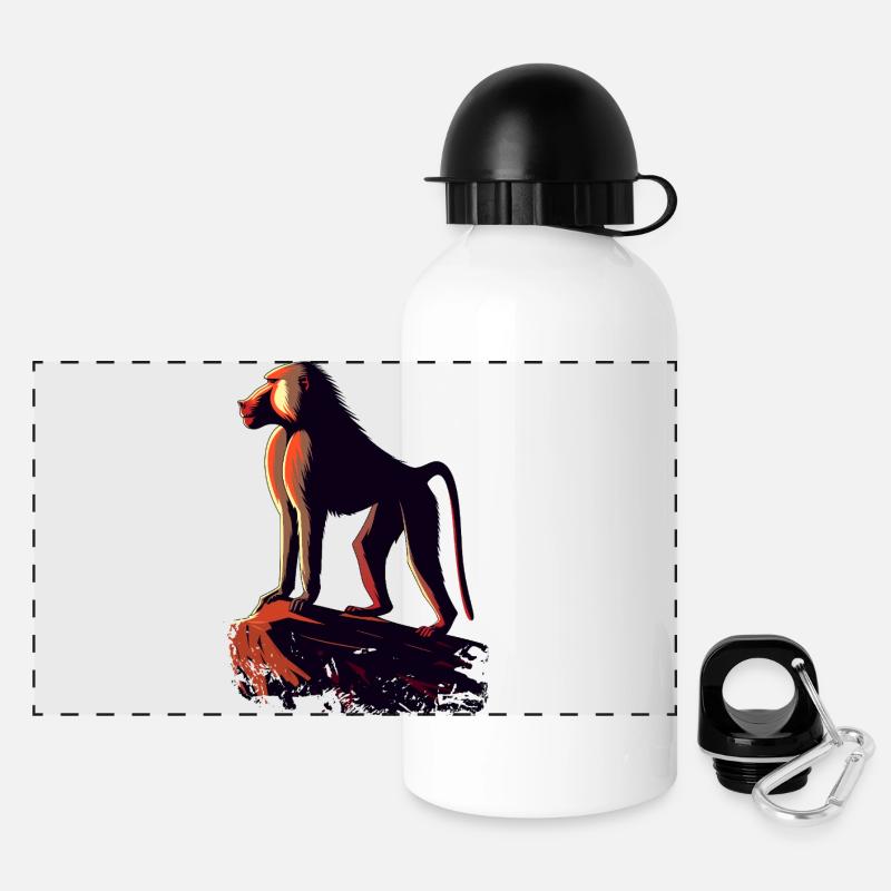 Baboon - Panoramic Thermal Bottle with Lid 500 ml - white