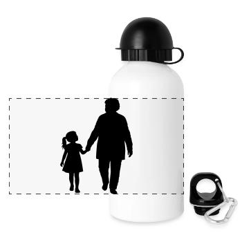 Großeltern Enkelkind Silhouette Spazieren Familie - Panorama Trinkflasche mit Deckel 500 ml - Weiß - Vorne