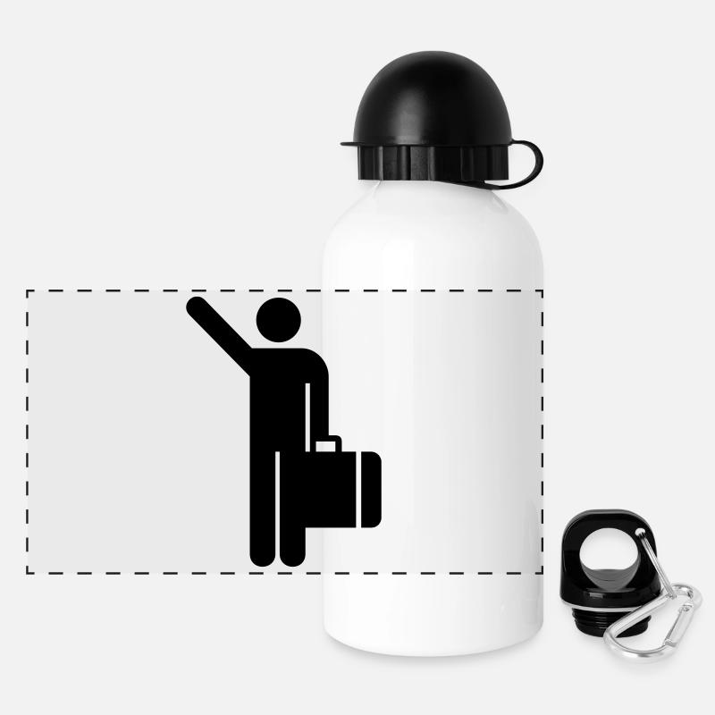 Urlaub,Urlauber,Koffer,Reise,Flughafen,Bahnhof,Zug - Panorama Trinkflasche mit Deckel 500 ml - Weiß
