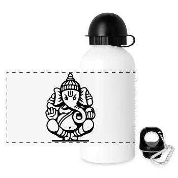 Ganesha Elefant (elephant) No.04.2_1c - Panorama Trinkflasche mit Deckel 500 ml - Weiß - Vorne