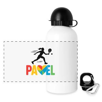 Padel Coeur Couleurs Logo - Gourde panoramique avec couvercle 500 ml - blanc - Devant