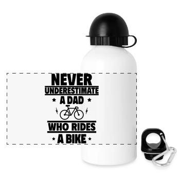 Ne sous-estimez jamais un papa qui fait du vélo - Gourde panoramique avec couvercle 500 ml - blanc - Devant