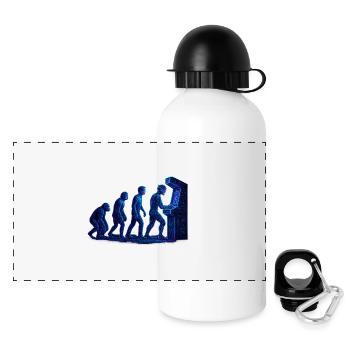 Arcade Menschliche Evolution - Panorama Trinkflasche mit Deckel 500 ml - Weiß - Vorne