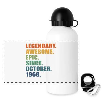 55th Birthday, October 1968, 55 Year Anniversary - Panoramic Thermal Bottle with Lid 500 ml - white - Front