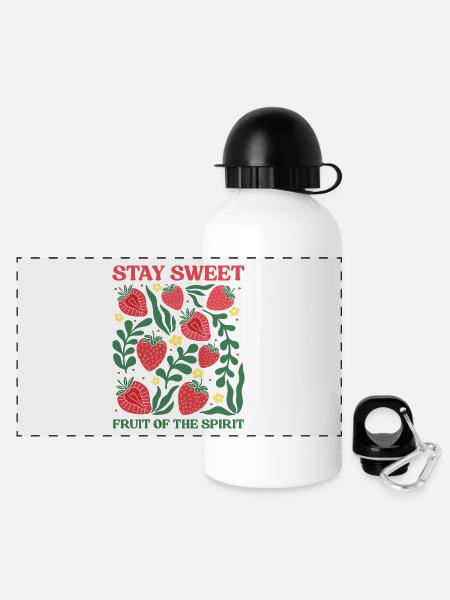 L’été et les fraises - Gourde panoramique avec couvercle 500 ml - blanc