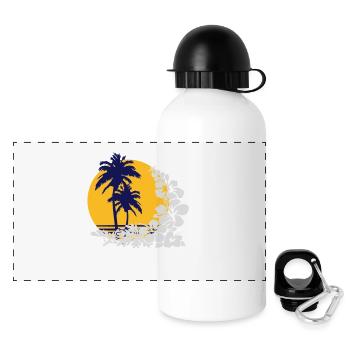 Palm Sunset - Gourde panoramique avec couvercle 500 ml - blanc - Devant