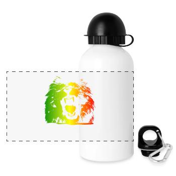 lion rasta - Gourde panoramique avec couvercle 500 ml - blanc - Devant