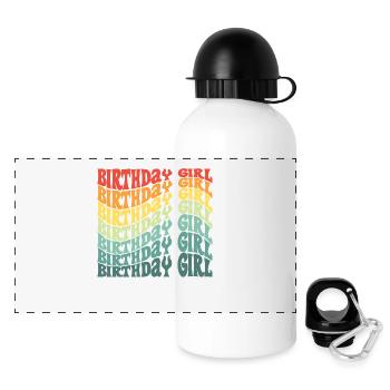 Anniversaire Fille Groovy Rétro Vintage Anniversaire - Gourde panoramique avec couvercle 500 ml - blanc - Devant