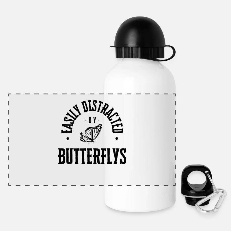 Butterflys - Panorama Trinkflasche mit Deckel 500 ml - Weiß