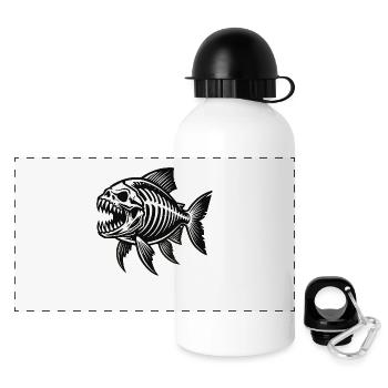 Squelette Piranha - Gourde panoramique avec couvercle 500 ml - blanc - Devant