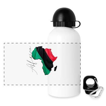 Drapeau panafricain sur la carte de l’Afrique FR - Gourde panoramique avec couvercle 500 ml - blanc - Devant