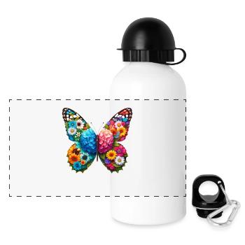 Bunter Schmetterling, von der Natur inspirierte Sommerstimmungen - Panorama Trinkflasche mit Deckel 500 ml - Weiß - Vorne