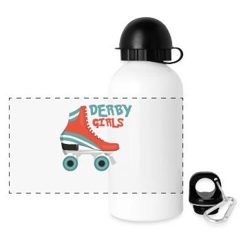 Derby Girls Do It On All Fours Skating Roller Derb - Panorama Trinkflasche mit Deckel 500 ml - Weiß - Vorne