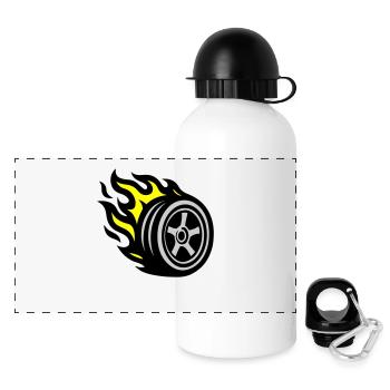Reifen Flamme - Panorama Trinkflasche mit Deckel 500 ml - Weiß - Vorne