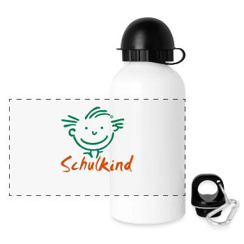 Junge Schulkind - Panorama Trinkflasche mit Deckel 500 ml - Weiß - Vorne