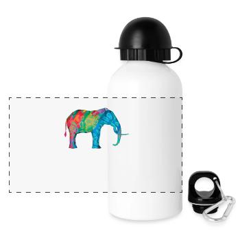 Farbiger Elefant mit der ursprünglichen Hans Hansen-Zeichnung - Panorama Trinkflasche mit Deckel 500 ml - Weiß - Vorne