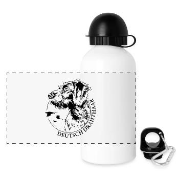 German Wirehaired Portrait Hunting Dogs Wilsigns - Panoramic Thermal Bottle with Lid 500 ml - white - Front