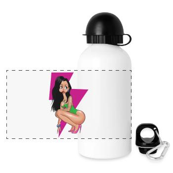 Pink Lightning Pin-up - Panorama Trinkflasche mit Deckel 500 ml - Weiß - Vorne