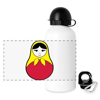 Matroschka / Babuschka - russische Puppe in Puppe - Panorama Trinkflasche mit Deckel 500 ml - Weiß - Vorne