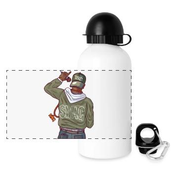 Rapper with gold chain and swag - Panoramic Thermal Bottle with Lid 500 ml - white - Front