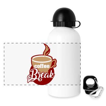 Coffee - Break - Panorama Trinkflasche mit Deckel 500 ml - Weiß - Vorne