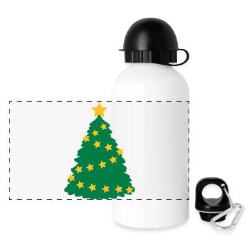 Sapin de Noël - Gourde panoramique avec couvercle 500 ml - blanc - Devant