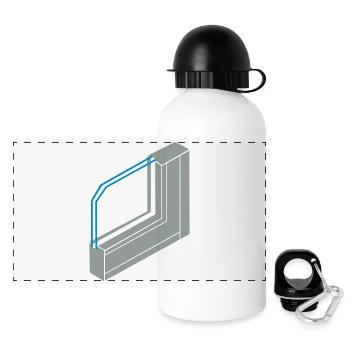 Aluminiumprofil Fenster - Panorama Trinkflasche mit Deckel 500 ml - Weiß - Vorne
