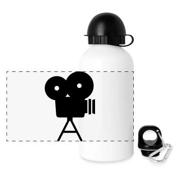 Kamera - Panorama Trinkflasche mit Deckel 500 ml - Weiß - Vorne