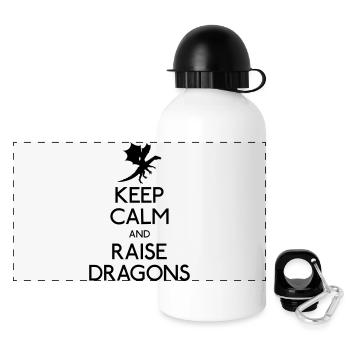 Keep calm dragons - Panorama Trinkflasche mit Deckel 500 ml - Weiß - Vorne