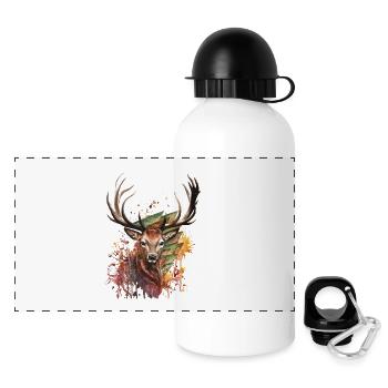 Hirsch Designe - Panorama Trinkflasche mit Deckel 500 ml - Weiß - Vorne