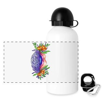 Cerveau vulve - Gourde panoramique avec couvercle 500 ml - blanc - Devant