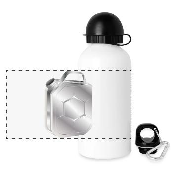Benzinkanister in stylischem Retro Chrom Look - Panorama Trinkflasche mit Deckel 500 ml - Weiß - Vorne